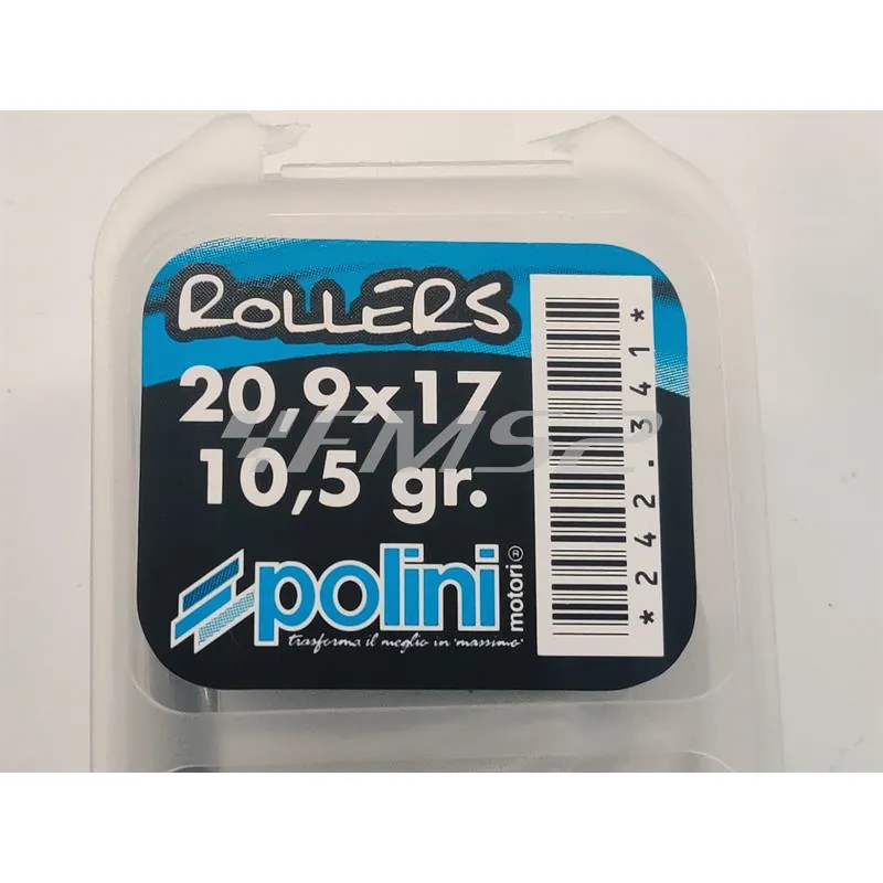 242.341 Kit 6 rulli Polini per variatore maxi scooter con diametro 20,9 x 17 mm e peso 10,5 grammi