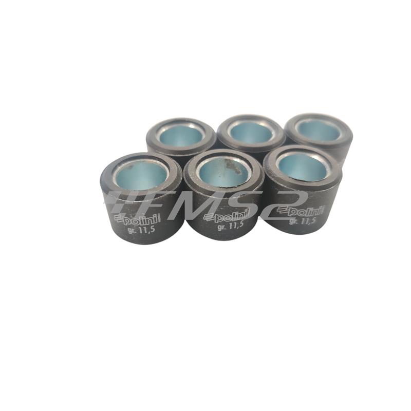Kit 6 rulli Polini per variatore maxi scooter con diametro 20,9 x 17 mm e peso 11,5 grammi, ricambio 242342