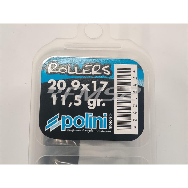 Kit 6 rulli Polini per variatore maxi scooter con diametro 20,9 x 17 mm e peso 11,5 grammi, ricambio 242342