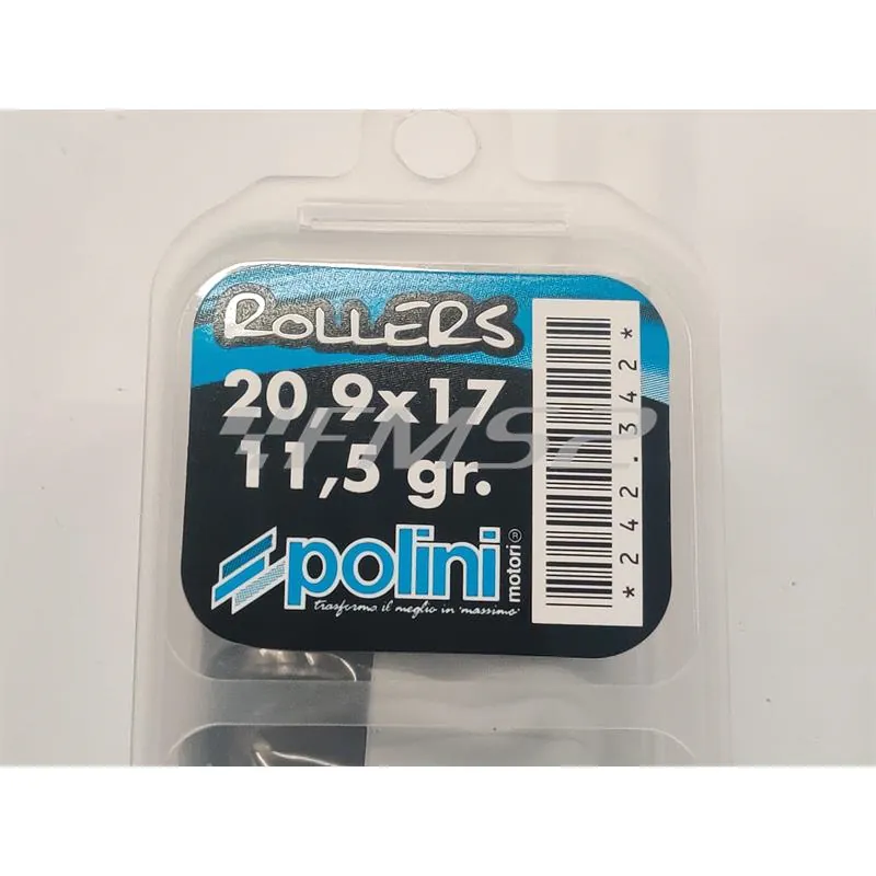 Kit 6 rulli Polini per variatore maxi scooter con diametro 20,9 x 17 mm e peso 11,5 grammi, ricambio 242342