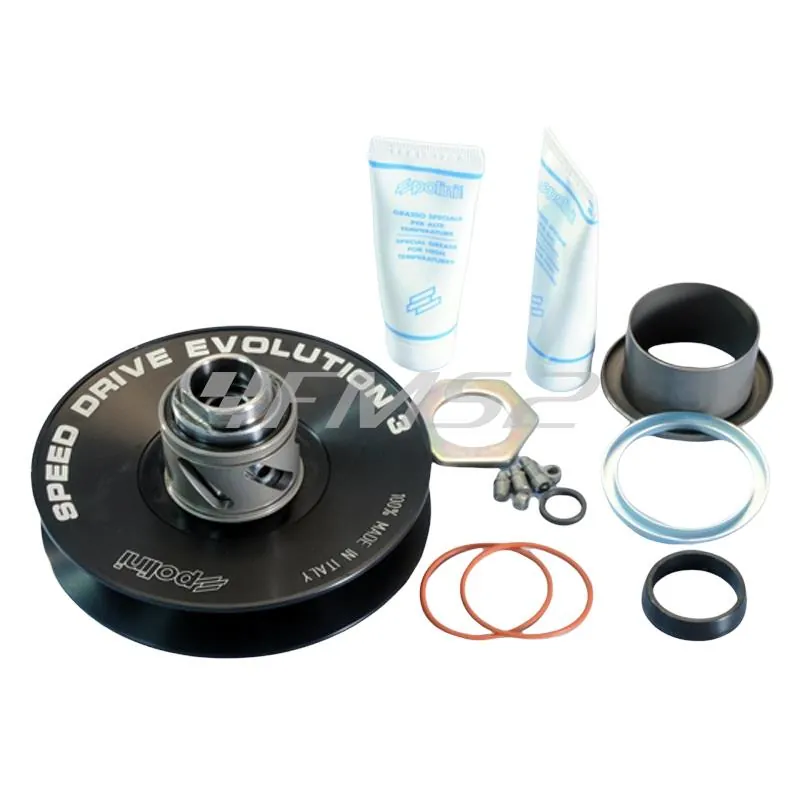 Correttori di coppia Polini Speed Drive in alluminio senza riporto ceramico con diametro 128 mm per scooter con motori Minarelli orizzontale, ricambio 2440574