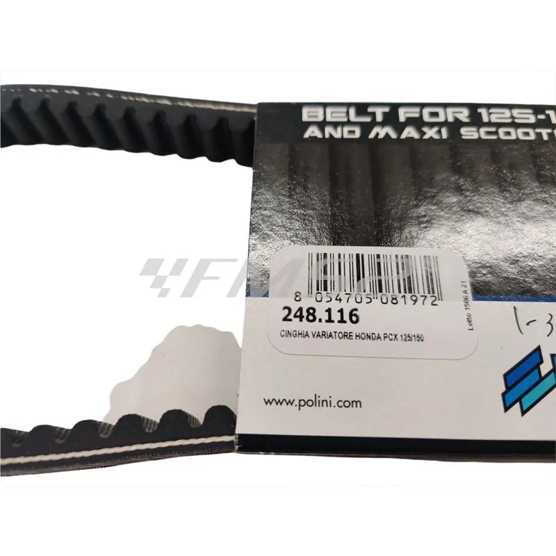Cinghia di trasmissione Polini per variatore maxi scooter Honda PCX 125 e 150 cc, ricambio 248116