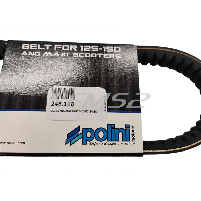 248.120 Cinghia di trasmissione variatore Polini per maxi scooter Piaggio 125 e 150cc con motore leader