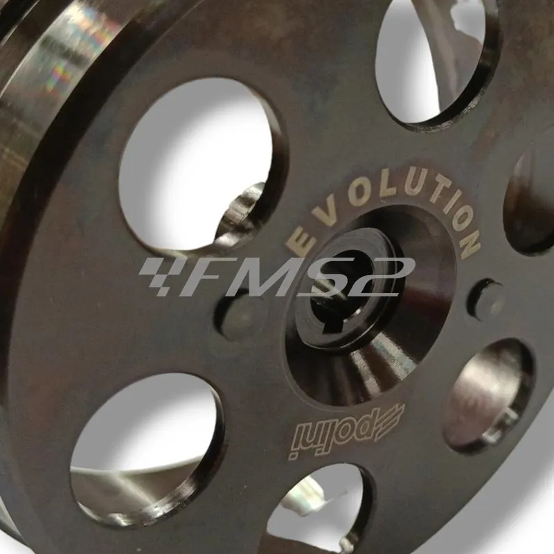 Campana frizione Polini in acciaio con sistema di rigatura per dissipare meglio il calore sui ciclomotori Piaggio Ciao, Si, Bravo, Grillo, Boxer, SuperBravo, Cba ricambio 250042