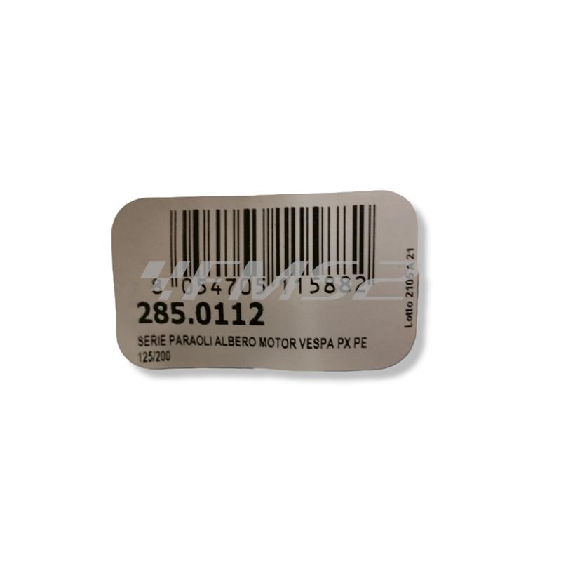 Serie paraolio Polini per albero motore Piaggio Vespa PX 125, 150 e 200 cc, ricambio 2850112