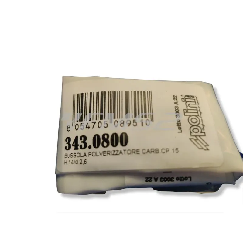 Bussola polverizzatore carburatore Polini CP 15 con altezza 14 mm e foro diametro 2,6 mm, ricambio 3430800