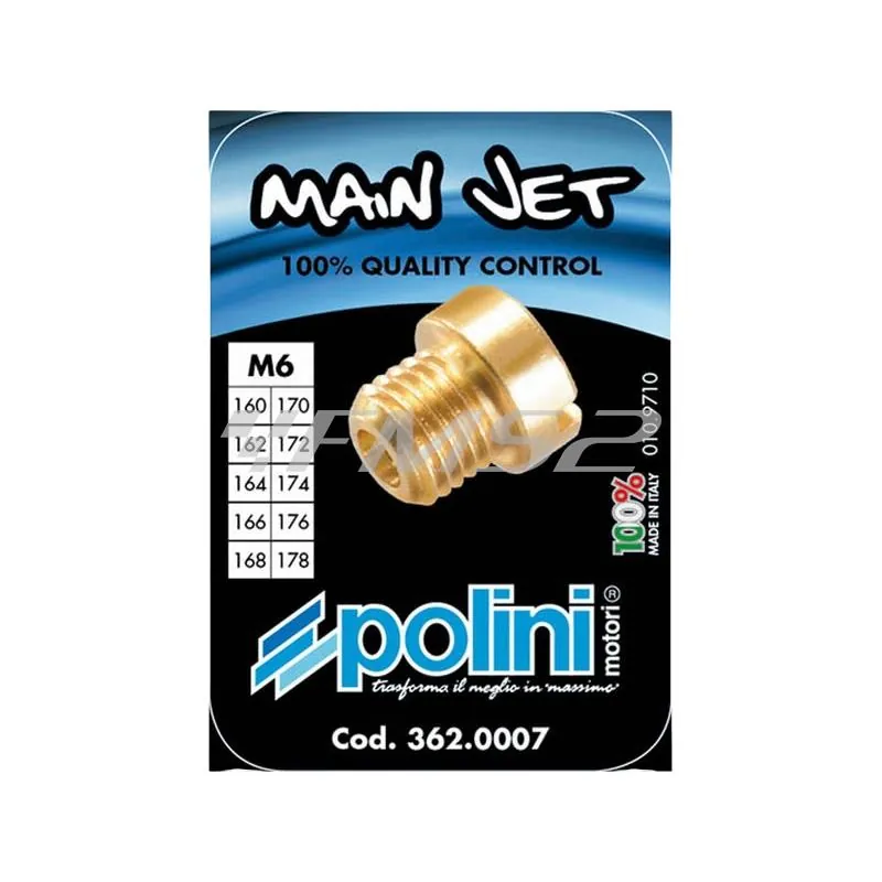 Kit 10 getti Dell'Orto 6 mm dal 160 al 178 (Polini), ricambio 3620007