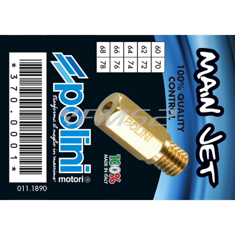 Scatola da 10 getti del massimo Polini per carburatori CP - Keihin - PWK con misura variabile dal numero 60 al 78 con incremento di 2 numeri, ricambio 3700001