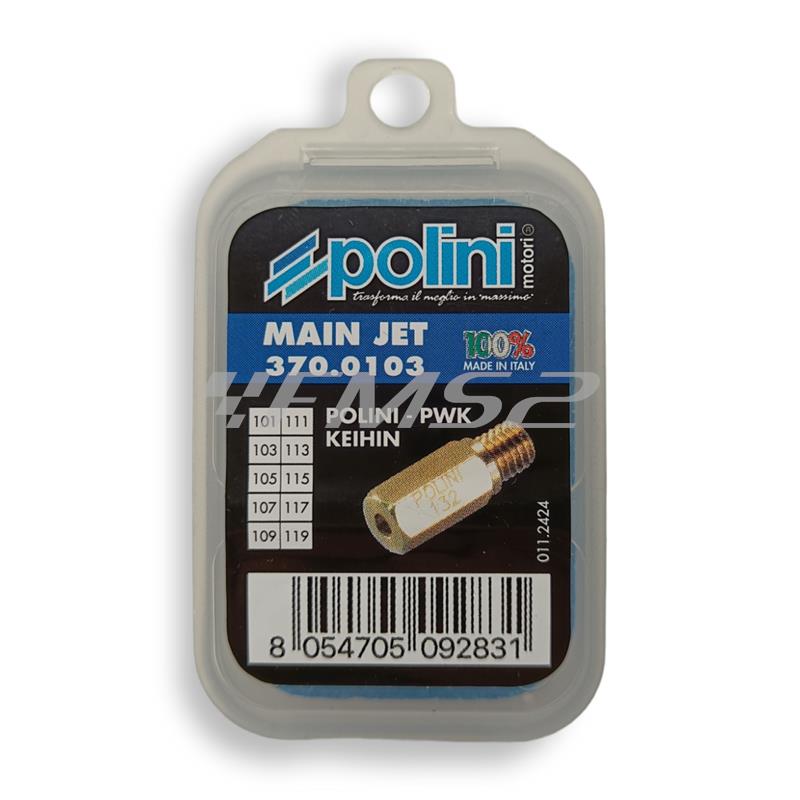 Scatola Polini da 10 getti del massimo per carburatori cp - keihin - pwk dal numero 101 al 119 con incremento di 2, ricambio 3700103