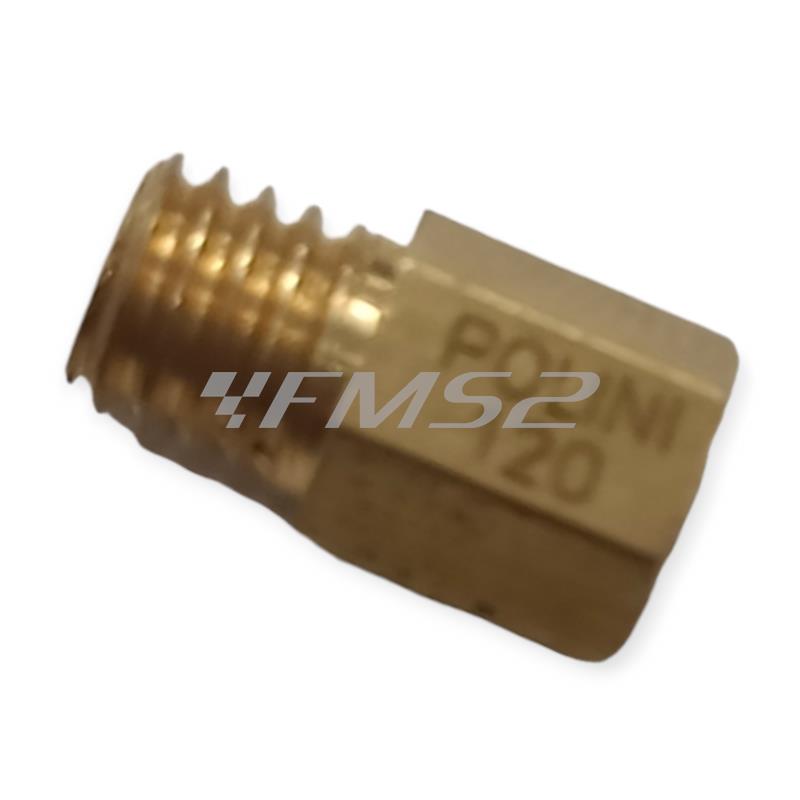 Getto massimo Polini per carburatore Mikuni con numero 120, ricambio 3801120