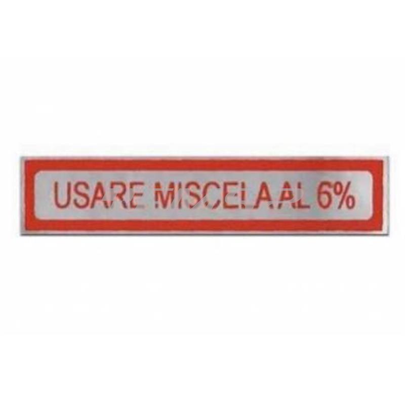 Adesivo miscela 6% rosso piccolo per tappo serbatoio benzina vespe old model, ricambio 094019RO