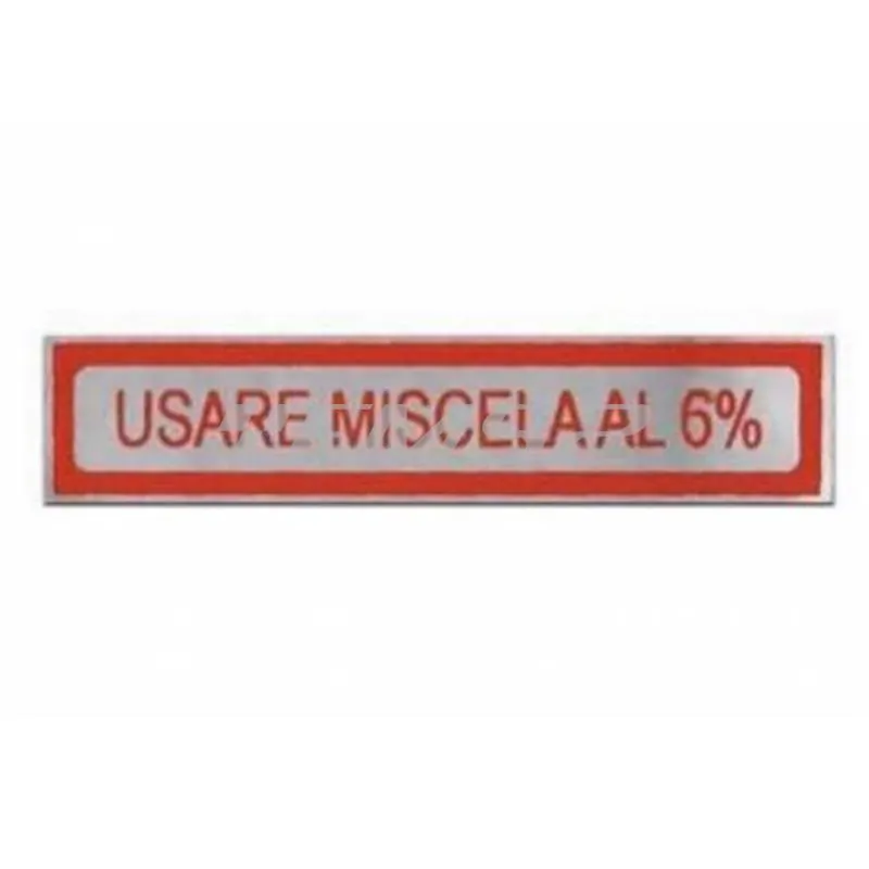 Adesivo miscela 6% rosso piccolo per tappo serbatoio benzina vespe old model, ricambio 094019RO