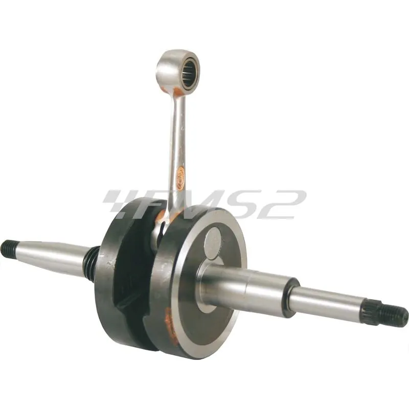 Albero motore completo RMS versione Racing  con volani semi pieni e biella rinforzata e lucidata per scooter Peugeot 50, ricambio 100030130