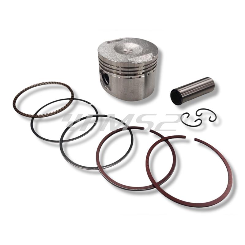 Pistone completo RMS per maxi scooter Kymco 125 cc 4 tempi con diametro 52,4 mm, ricambio 100090390