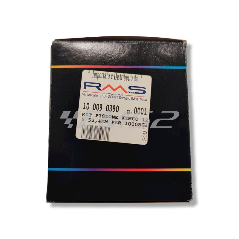 Pistone completo RMS per maxi scooter Kymco 125 cc 4 tempi con diametro 52,4 mm, ricambio 100090390