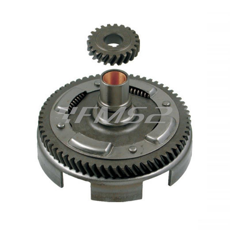 Coppia trasmissione primaria RMS in ferro per Vespa 50 - Vespa 50PK a denti dritti con parastrappi e dentatura z 24-72, ricambio 100240150