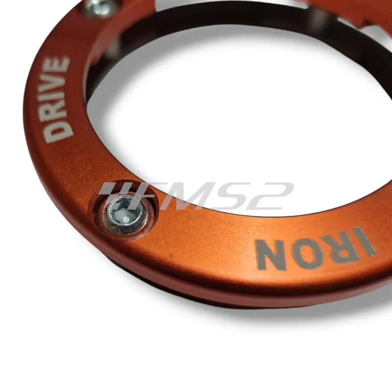 Parastrappi evok Iron Drive ricavato dal pieno per utilizzo con campana frizione tipo originale montata nei motori Piaggio Vespa small frame 50 e 125 cc 2 tempi, ricambio 100240167