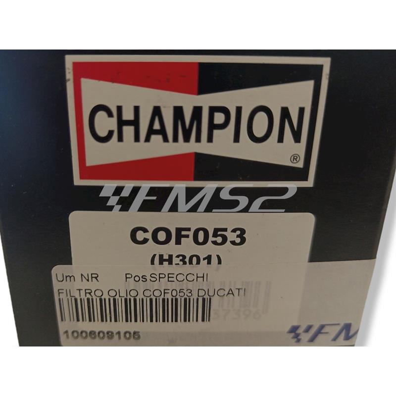 Filtro olio Champion COF053 per maxi moto Ducati, Cagiva e Gilera, ricambio 100609105