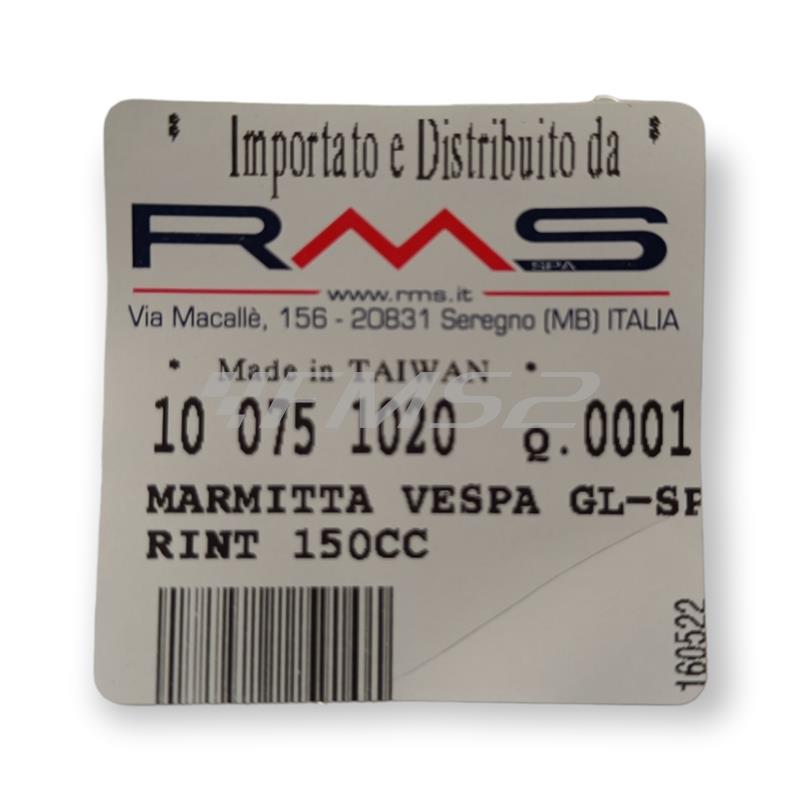 Marmitta vespa gl-sprint 150cc, ricambio 100751020