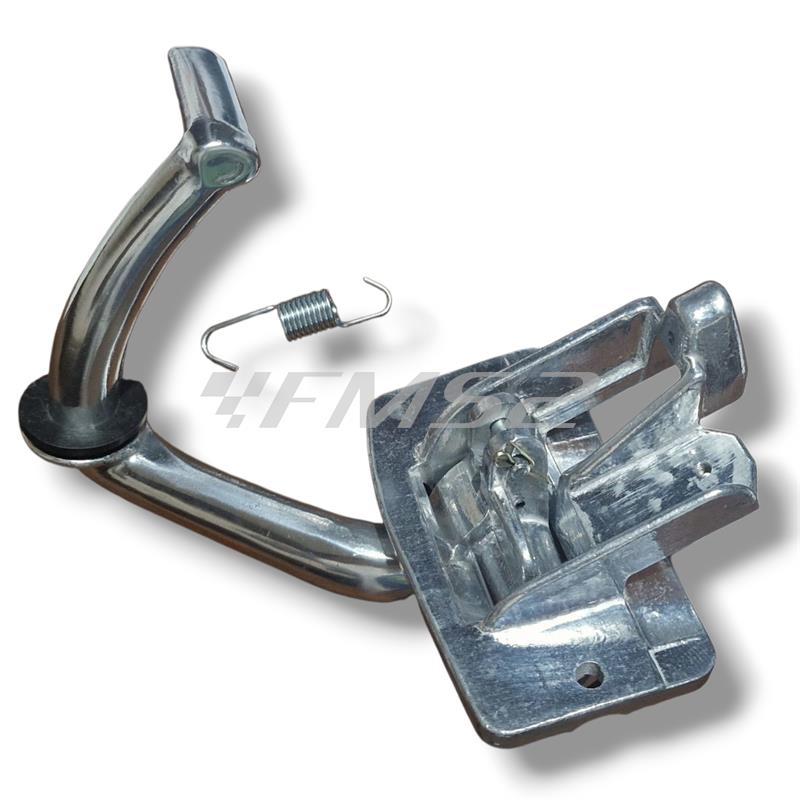 Pedale freno posteriore RMS in alluminio spazzolato completo di molla ritorno, gommino tondo battuta e perno fissaggio cavo freno per Piaggio Vespa 50 R, L, N e 125 primavera, ricambio 121530191