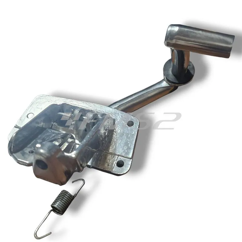 121530191 Pedale freno posteriore RMS in alluminio spazzolato completo di molla ritorno, gommino tondo battuta e perno fissaggio cavo freno per Piaggio Vespa 50 R, L, N e 125 primavera