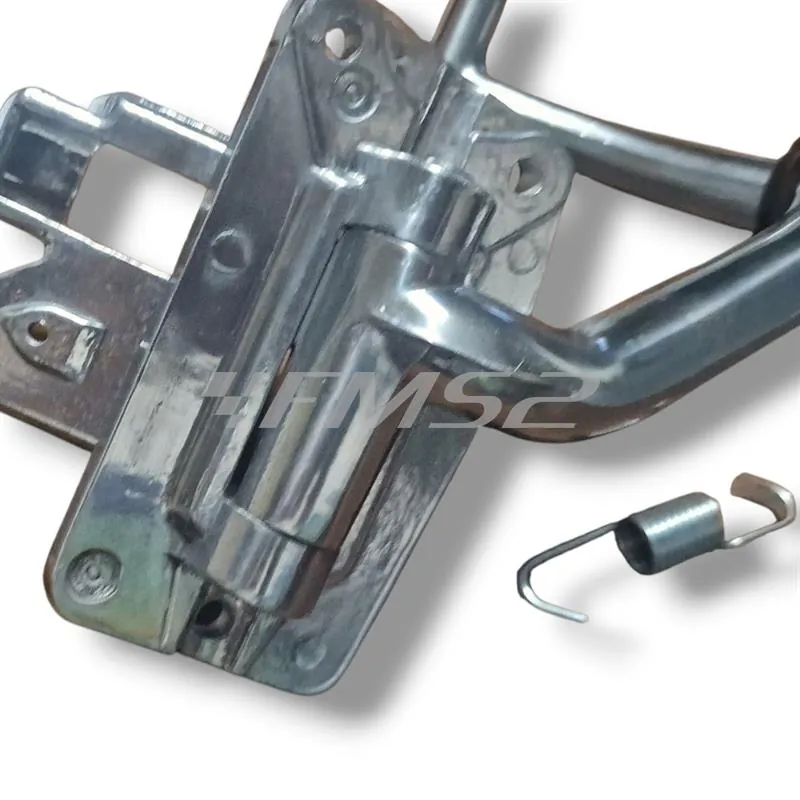 121530191 Pedale freno posteriore RMS in alluminio spazzolato completo di molla ritorno, gommino tondo battuta e perno fissaggio cavo freno per Piaggio Vespa 50 R, L, N e 125 primavera