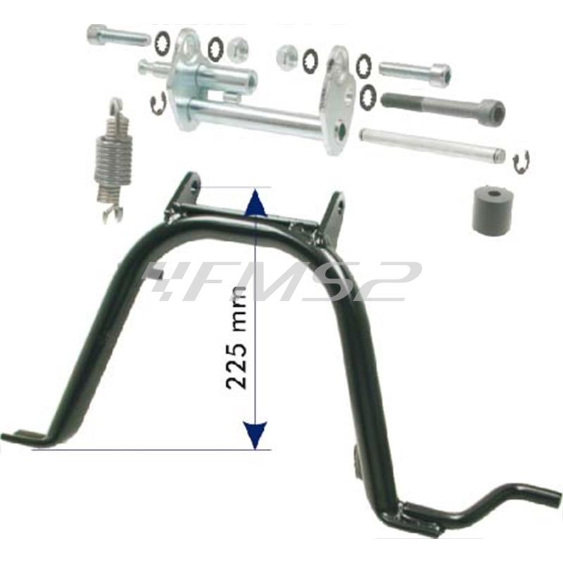 Cavalletto centrale RMS completo di staffe fissaggio per montaggio sui carter motore danneggiati scooter 50 Minarelli orizzontale aprilia, ricambio 121610440