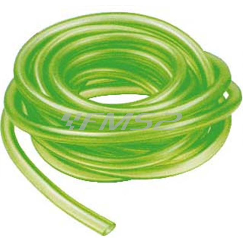 Tubo trasparente in gomma di colore verde RMS per scarico residui dal carburatore con le seguenti misure 3mm x 5mm e lunghezza 1 metro, ricambio 121690020