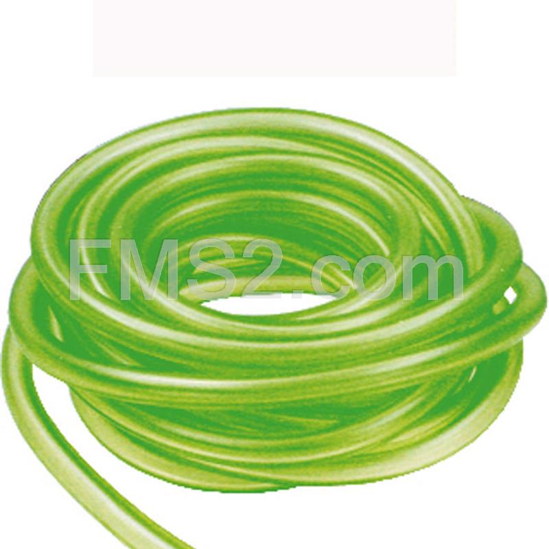 Tubo benzina in gomma di colore verde trasparente con misura 7 x 12 mm venduto al metro ideale per montaggio su Piaggio Vespa e Ape 50, ricambio 121690069