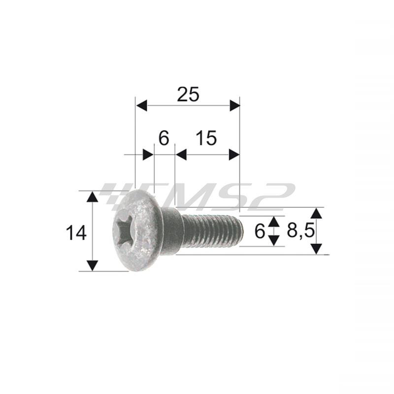 Vite carrozzeria m6x25  piaggio/gil., ricambio 121856101