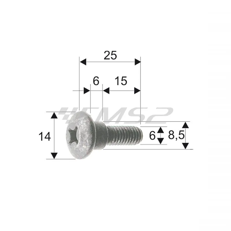 121856101 Vite carrozzeria m6x25  piaggio/gil.