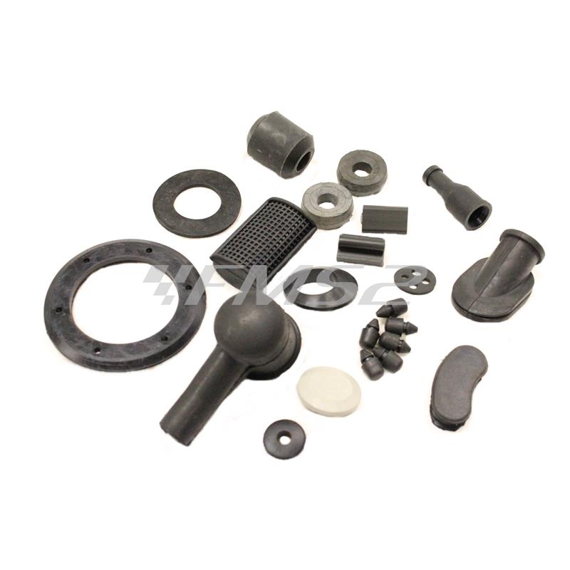 Kit serie gommini telaio e motore RMS in gomma nera composto da 21 pezzi per Piaggio Vespa 50-125 Primavera-125 ET3, ricambio 142640500