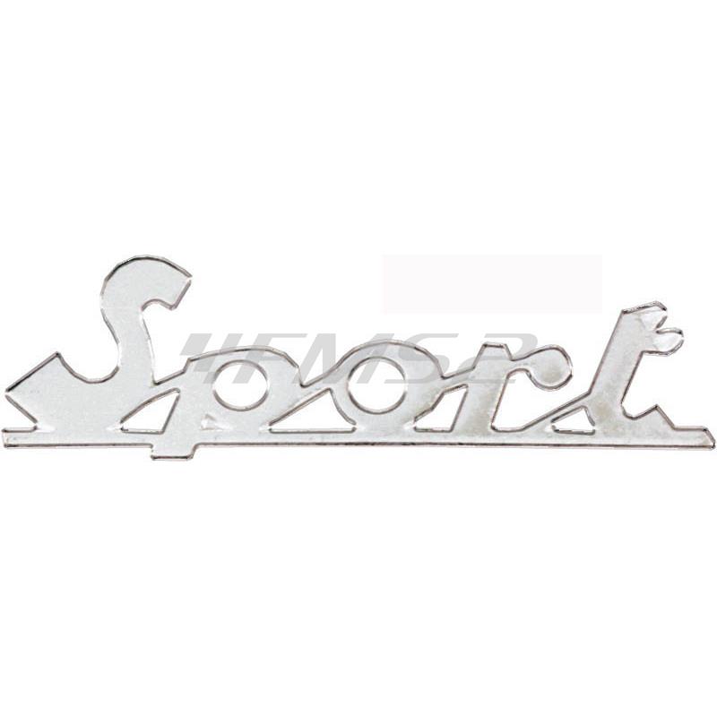 Scritta a ribattere in alluminio (RMS) con dicitura Sport per Vespa old model, ricambio 142720390