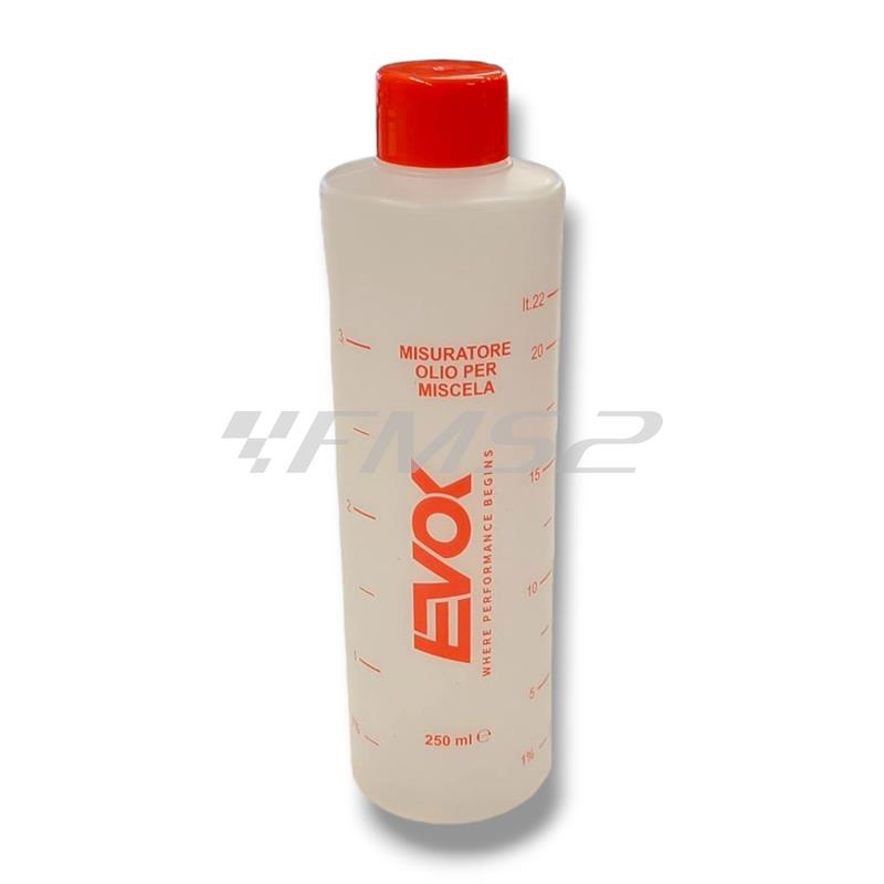 Flacone miscela RMS Evok graduato da 250 ml con scala per miscela dal 1% fino al 7% completo di tappo in plastica a vite, ricambio 142740021