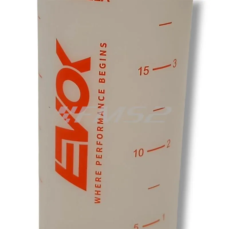 Flacone miscela RMS Evok graduato da 250 ml con scala per miscela dal 1% fino al 7% completo di tappo in plastica a vite, ricambio 142740021