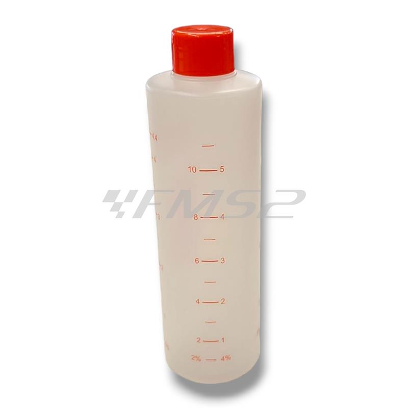 Flacone miscela RMS Evok graduato da 250 ml con scala per miscela dal 1% fino al 7% completo di tappo in plastica a vite, ricambio 142740021