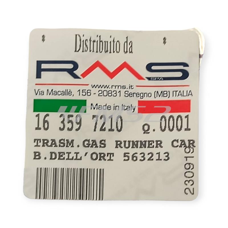 Trasmissione gas acceleratore dallo sdoppiatore al carburatore dell'orto PHVB montati sui maxi scooter Gilera Runner 125 FX e 180 FXR 2 tempi raffreddati a liquido, ricambio 163597210