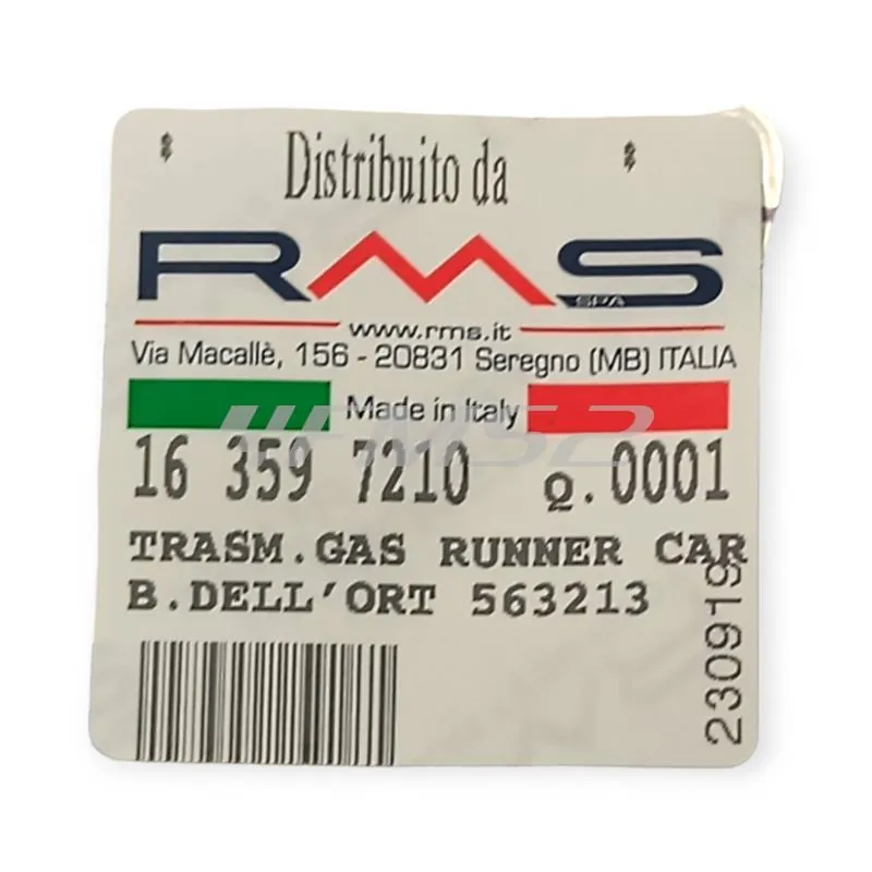 Trasmissione gas acceleratore dallo sdoppiatore al carburatore dell'orto PHVB montati sui maxi scooter Gilera Runner 125 FX e 180 FXR 2 tempi raffreddati a liquido, ricambio 163597210