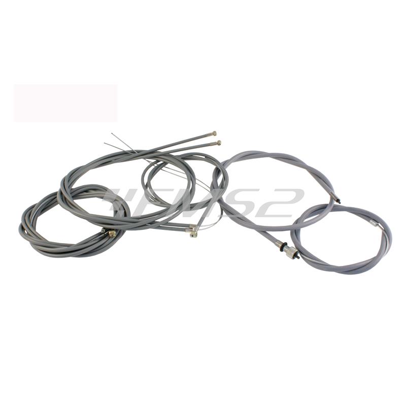 Kit fili e guaine di trasmissione per Piaggio Vespa PX125, PX150 e PX200 (con freno anteriore a disco), ricambio 163620060