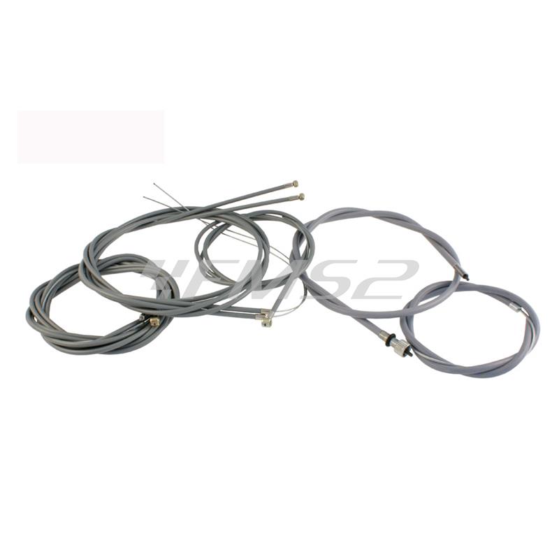 Kit trasmissioni complete con guaina interno teflon di colore grigio (RMS) per vespa gl-sprint-vbb-vnb, ricambio 163620090