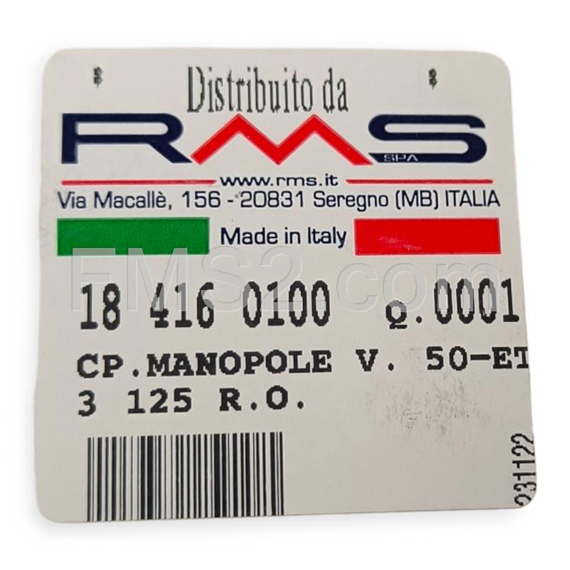 Manopole in coppia RMS tipo originale in gomma nera con esagono per Piaggio  Vespa 50 special, 125 primavera e 125 ET3 entrambe con diametro da 24 mm, ricambio 184160100