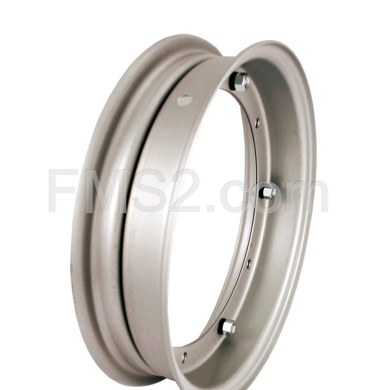 Cerchio ruota RMS in acciaio di colore argento tipo originale 3.00-10 3.50-10 per Piaggio Vespa 50-125 Primavera-125 ET3-Vespa PK50 tutti i, ricambio 225000010