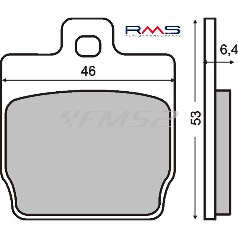 Pastiglie freno RMS (pasticche), per scooter MBK Nitro e Yamaha Aerox posteriori, semimetalliche, ricambio 225100280
