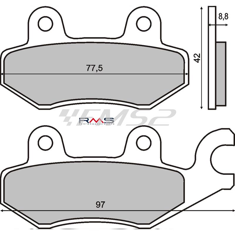 Pastiglie freno RMS (pasticche), maxi scooter Kymco Dink 125, 150, ricambio 225100350