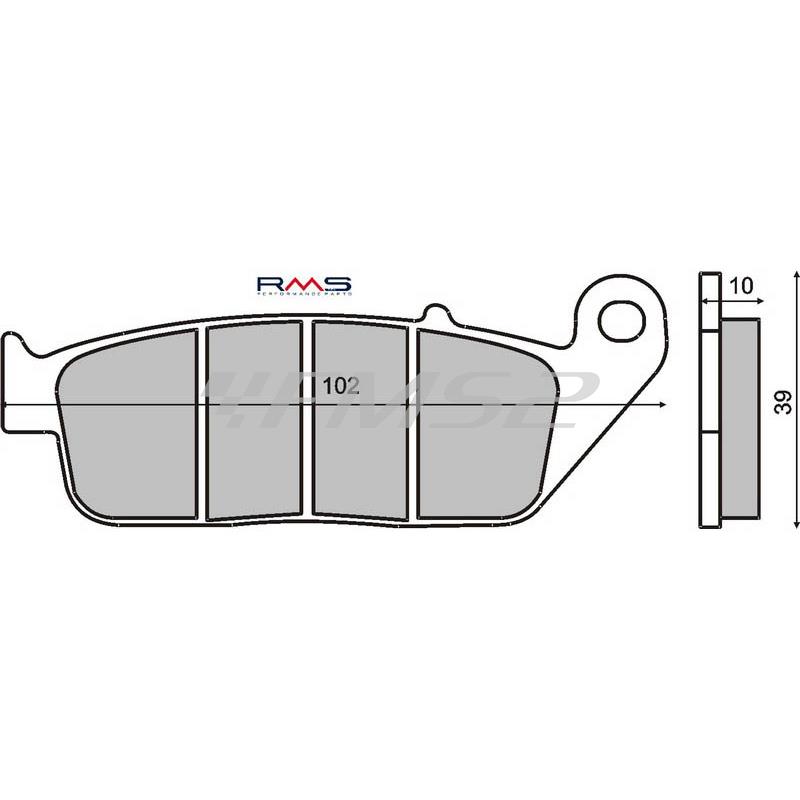 Pastiglie freno RMS (pasticche), con mescola in kevlar per maxi scooter Kymco 250-300-500 anteriori, ricambio 225100891