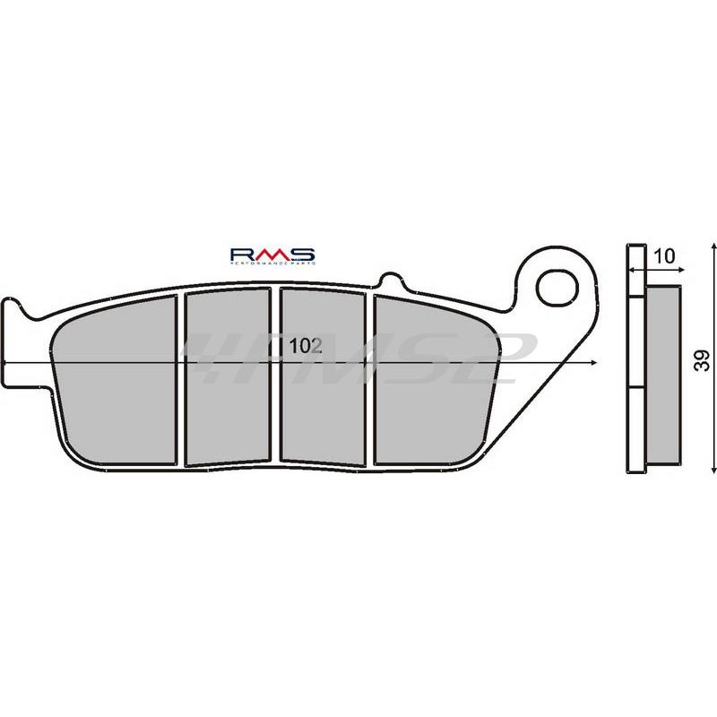 Pastiglie freno RMS (pasticche), sinterizzate per maxi scooter Kymco 250-300-500 anteriori, ricambio 225100892