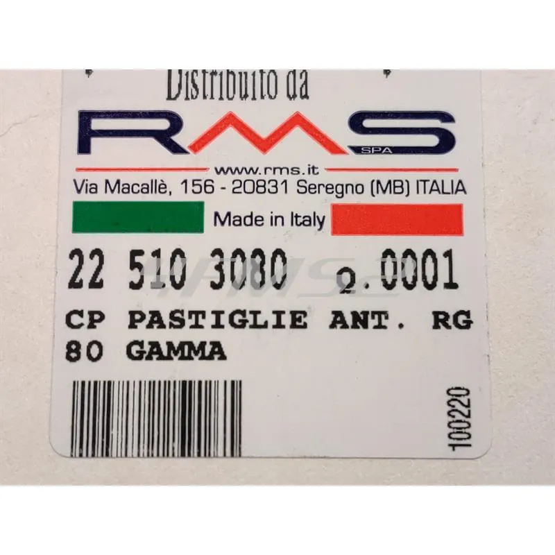 225103080 Pastiglie freno RMS (pasticche), anteriori per pinza freno stage 6 4 pistoncini