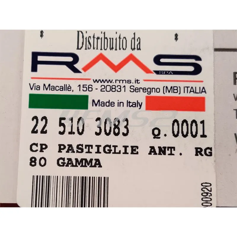 225103083 Pastiglie freno RMS (pasticche), anteriori sinterizzate per pinza freno stage 6 a 4 pistoncini