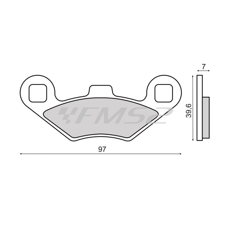 Coppia pastiglie freno RMS Sinterizzate montaggio anteriore o posteriore maxi scooter Peugeot e quad Polaris, ricambio 225103513