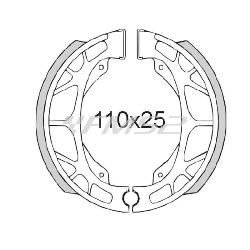 Ganasce freni a tamburo posteriori RMS, per scooter 50 con motore Minarelli orizzontale aria e liquido, ricambio 225120090